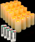 Waterproof Flameless LED Pillar Candles Set Of 24 In 3 Heights With Remote Controls And Timers For Indoor Outdoor Weddings