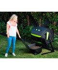 Two Stage Compost Tumbler with UV Protected Zinc Frame Easy Turning Cart Included Dual Chamber for nonstop composting outdoors
