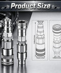 Bad Boy Hydraulic Quick Coupler Adapter Set 1 Over 2 Inch Flat Face ISO 16028 To ISO 5675 Pioneers Style Male Female Hydraulic Fittings With Dust Caps, steel couplers shown with size diagram