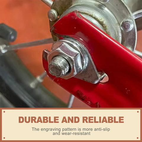 Close-up of 24 Pcs Bike Axle Nut And Washer Kit M8 M9 M10 Universal Hub Nuts Set on red bike frame.