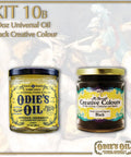 Premium Non Toxic Oil Based Wood Stain Pigment Kit With Hella Fade Resistant Black Color For Smooth Handy Projects And Top Shelf Furniture Refinishing. Includes Odie's Oil and Creative Colours black pigment.