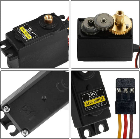 MG996R Metal Gear Digital Servo Motor 6 Pack High Speed Torque Servo components and connection details.