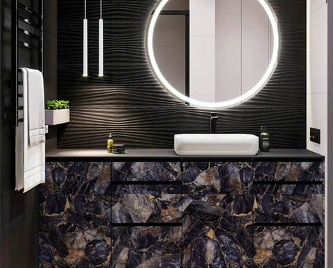 16x120 Black And Gold Marble Wallpaper No Mess Peel And Stick Self Adhesive Backsplash For Kitchen Counters And Shelves Waterproof PVC
