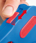 Adjusting the No 7 Magic Wire Stripper for auto cable stripping with fine adjustable setting, close-up view of mechanism.