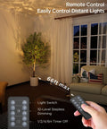 Rechargeable Wireless Indoor LED Spotlight Up Light Kit For Plants Trees Artwork And Portrait Display Battery Powered Accent Lighting For Home Decorators Homeowners And Art Collectors Two Pack lighting a room with remote control shown.