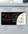 Control panel displaying temperature settings for Heavy Duty Compact Six Liter Water Chiller For Laser Engraving Machines.