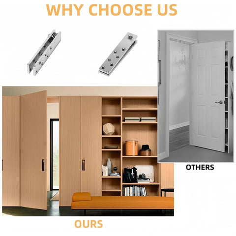 Invisible Pivot Hinge System With Door Ball Catch Hardware For Hidden Secret Doors, 360 Degree Rotating Design, stainless steel