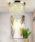 Three Light Crystal Chandelier Mini Flush Mount Ceiling Light Modern Pendant for Bedroom Hallway Bar, 12.2 Inch Height