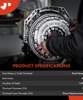 Heavy Duty Dual Mass Flywheel Plug And Play Swap Fits Audi A3 A3 Quattro And VW Jetta Cc Beetle Eos Gti 2 0L Engine Oem Replacement 06J10526 detailed view of dual mass flywheel specs during installation.