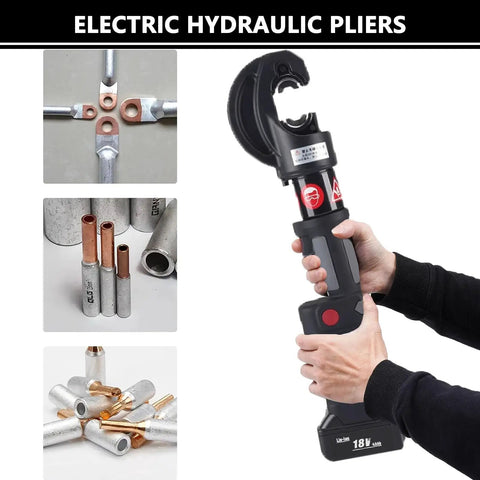 Upgraded 120KN Electric Hydraulic Cable Lug Crimping Machine With LCD Display And Two Rechargeable Batteries For Terminal Pliers with terminal lugs.