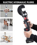 Hiedmeil Upgraded 120KN Electric Hydraulic Cable Lug Crimping Machine Rechargeable Terminal Pliers in use crimping various connectors.
