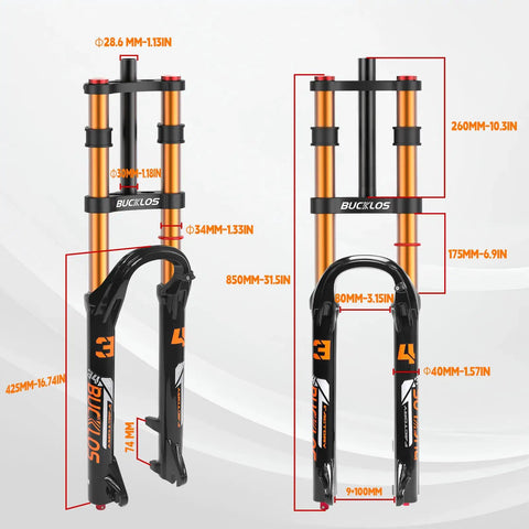29 Inch MTB Front Fork With Air Suspension 180mm Travel Rebound Adjust Manual Lockout Double Crown 34mm Stanchions