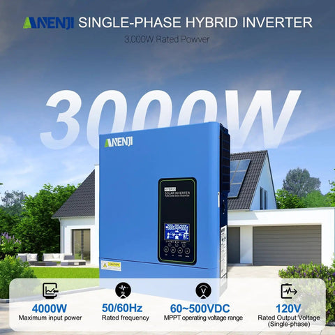 3000W Hybrid Solar Inverter 24V DC To 110V AC With Pure Sine Wave Output, Built-In 80A MPPT Controller, outdoor view