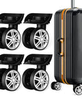 Universal 2 Pairs Luggage Wheels Replacement Kit For Suitcases And Travel Trunks With Spinner Double Row Casters shown with suitcase