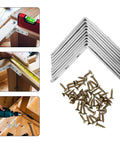 Stainless Steel 90-Degree Corner Brackets With Screws, L-Shaped Cabinet And Table Supports For Office And Factory Use, 10 Pack, Silver Hardware