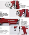 Pro Grade Siphon Feed Paint Sprayer With Red Handle And 34 Oz Cup, 1.8mm Nozzle showcasing components and features in close-up view.