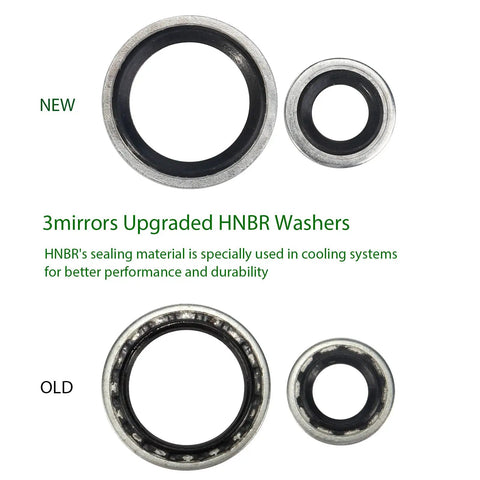 Comparison of new and old HNBR washers for AC Block Off Kit Line Terminator For Rear Air On 2000 To 2013 Chevrolet Suburban GMC