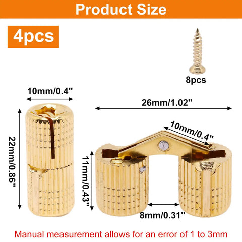 10mm Hidden Brass Barrel Hinges Set For Cabinets And Jewelry Boxes 180 Degree Opening Durable Solid Brass Includes Four Hinges And Screws