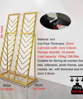 Top Shelf Heavy Duty Tile Sample Display Rack With Rock Solid Iron Frame For Marble Slab Floor Board Templates Large Gold Finish Built Tough Job Site Ready Rack, showcasing dimensions and features.