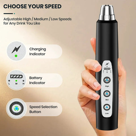 Handheld Rechargeable Milk Frother Wand With Detachable 3 Stainless Whisks, Three Speed Electric Whisk For Coffee Lattes