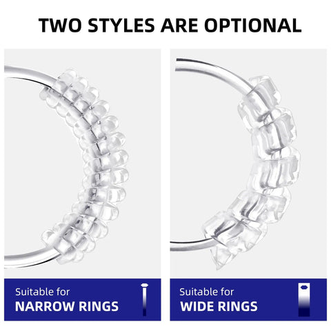 Invisible Ring Size Adjuster Kit 16 Soft Silicone Guards in Four Sizes Adjustable Spiral Tighteners for Narrow and Wide Rings