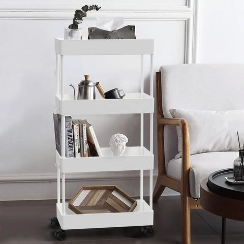 Killer 4 Tier Slim Rolling Storage Cart And Narrow Space Organizer With Zero Friction Casters No Hassle Utility Rolling Rack For Bathroom Kitchen Bedroom Or Cramped Laundry Gap Spaces