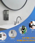 Heavy Duty Wall Mount Soap Dispenser 17 Oz Large Capacity Manual Pump For Kitchen And Bathroom No Fuss Refills Premium Abs Material Lotion Bottle Game Changer Slick Black mounted near faucet in stylish kitchen setting.