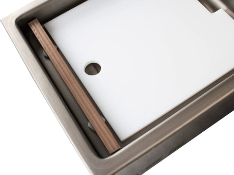 Vacmaster VP230 chamber vacuum sealer interior view; white top panel with brown sealing bar.