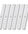 Motion Activated LED Closet Lights Six Pack Battery Powered Wireless Stick On Under Cabinet Bar Lights For Stairs Hallway And Kitchen White No Wires Needed Easy Install Auto On In The Dark