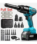 All In One 3-In-1 Cordless Rivet Gun Kit With Brushless Motor Auto Riveting Tool Set Rivet Nut Gun Drill Insert And 4.0Ah Battery