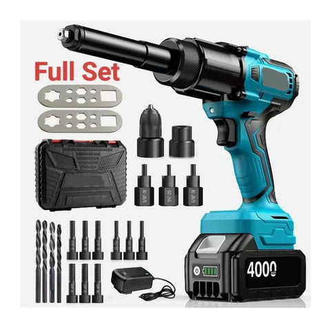 All In One 3-In-1 Cordless Rivet Gun Kit With Brushless Motor Auto Riveting Tool Set Rivet Nut Gun Drill Insert And 4.0Ah Battery