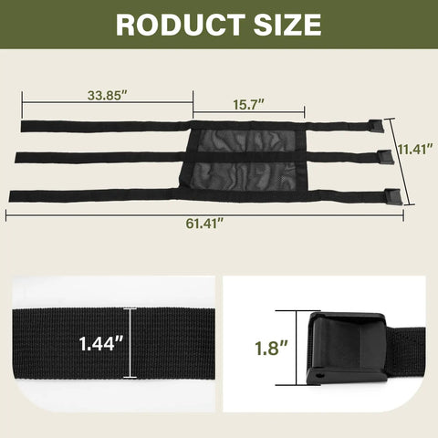 Universal Tree Stand Seat Replacement For Hunting With Adjustable Strap product dimensions and buckle details