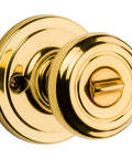Cameron Entry Door Knob With Lock And Key, Secure Keyed Handle For Exterior Front Entrance And Bedroom, Polished Brass Finish