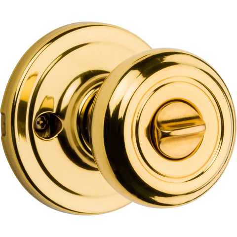 Cameron Entry Door Knob With Lock And Key, Secure Keyed Handle For Exterior Front Entrance And Bedroom, Polished Brass Finish