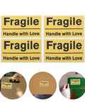 Yellow Fragile Stickers For Small Business Packaging 6 Pack High Visibility PVC Adhesive Labels For Shipping Moving Warehouses Parcels Luggage And Handling Durable Fragile Warning Signs For Safe Delivery, 4 labels