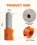 Diamond finger milling bit, 15mm dia, 5/8-11 thread, for enlarging holes in porcelain tile and stone countertops
