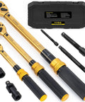 All In One Torque Wrench Set With 1/4, 3/8, And 1/2 Inch Drives, 72 Tooth Dual Scale, ±3 Percent Accuracy, includes case and adapters