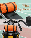 Beefy Heavy Duty Lashing Straps With Buckles 4 Pack 1 Inch By 5 Feet shown securing luggage on a motorcycle.
