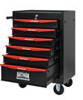 Heavy Duty 20 Inch Rolling Metal Toolbox Cabinet With Six-Drawer Ball Bearing Slides, Steel Tool Storage Organizer in Black and Red
