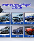 Type 1 To GBT EV Charger Adapter For SAE J1772 Electric Vehicles, image of compatible car models BYD, EMGRAND, HONDA, ORA, NIO, XPENG