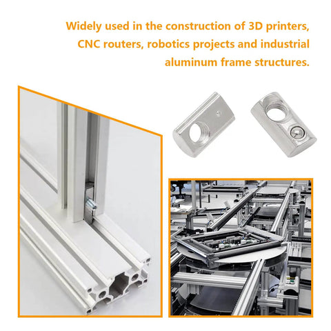 M8 Roll In T Nuts For 4040 Aluminum Extrusion Profiles 8mm Slot Pack Of 30 By Qjaiune used in 3D printers and CNC routers