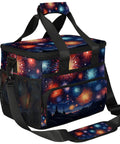 Insulated Picnic Backpack Cooler Tote Large 12x9x10 Inch Main Compartment with fireworks design for picnics, beach, travel