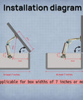 Installation diagram for Self Balancing Lid Support Hinges Left And Right Dark Bronze Tone With Screws For Sofa Box Cabinet Toy Box And Shoe Bench Built In Spring Mechanism Durable Iron Anti Rust Easy Install Smooth Lift.