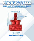 Six Pack Knurled Thumb Screws 6x32 Aluminum Alloy For PC Case Hand Tighten, Colorful Set In Red Orange Silver Deep Blue Purple Gold