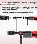 Instructions for using Pro Grade Diamond Core Drill Bit Set 10pc Kit with SDS adapter and hammer drill visual guide