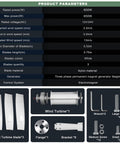 Vertical Wind Turbine Generator Kit 600W 24V With Charge Controller components and specifications overview.
