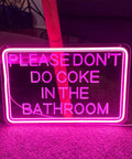 Please Dont Do Coke In The Bathroom 3D Art Carving Neon Sign Pink LED USB Wall Decor for Bedroom Living Room Indoor Party Backdrop