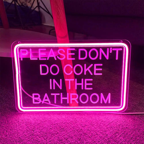 Please Dont Do Coke In The Bathroom 3D Art Carving Neon Sign Pink LED USB Wall Decor for Bedroom Living Room Indoor Party Backdrop