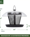 Outdoor Bird Feeder Dual Use Metal Mesh With Weatherproof Dome 2.5 Pound Seed Capacity For Finches And Cardinals