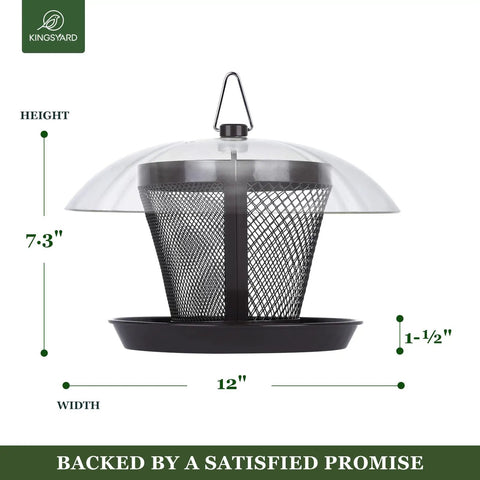 Outdoor Bird Feeder Dual Use Metal Mesh With Weatherproof Dome 2.5 Pound Seed Capacity For Finches And Cardinals
